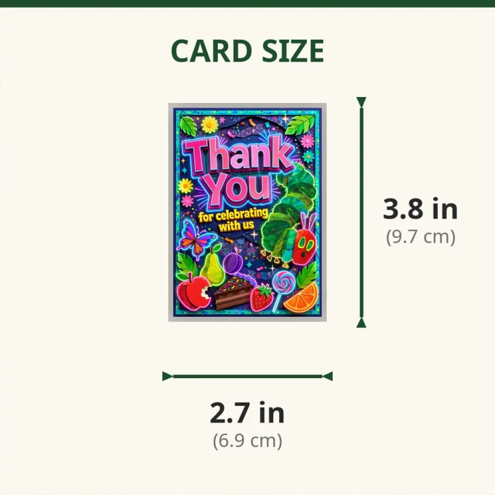 Hungry Caterpillar Theme Thank You Cards Birthday Party Supplies (PACK OF 30) - 280 GSM Matte Fine-Art Cardstock (2.5 x 3.5 Inch) - Premium Party Decor Supply by Party Decor Mall - View 2