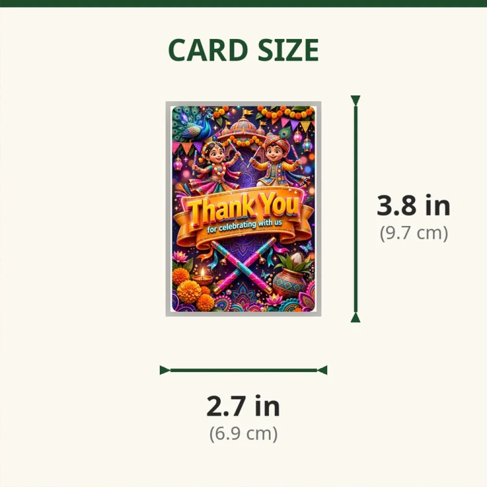 Navratri Theme Thank You Cards Birthday Party Supplies (PACK OF 30) - 280 GSM Matte Fine-Art Cardstock (2.5 x 3.5 Inch) - Premium Party Decor Supply by Party Decor Mall - View 2