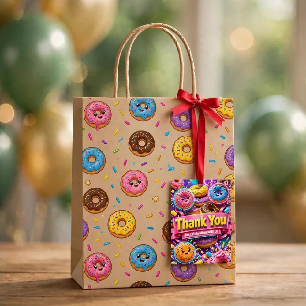 Donut Theme Thank You Cards Birthday Party Supplies (PACK OF 30) - 280 GSM Matte Fine-Art Cardstock (2.5 x 3.5 Inch) - Premium Party Decor Supply by Party Decor Mall - View 4