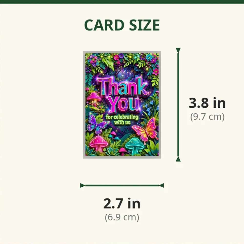 Fairy Garden Theme Thank You Cards Birthday Party Supplies (PACK OF 30) - 280 GSM Matte Fine-Art Cardstock (2.5 x 3.5 Inch) - Premium Party Decor Supply by Party Decor Mall - View 2