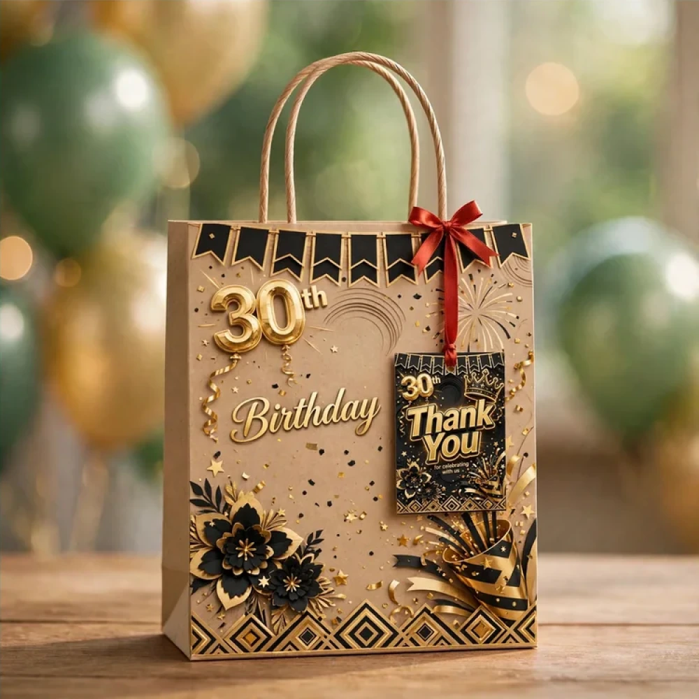 Black & Gold 30th Birthday Theme Thank You Cards Birthday Party Supplies (PACK OF 30) - 280 GSM Matte Fine-Art Cardstock (2.5 x 3.5 Inch) - Premium Party Decor Supply by Party Decor Mall - View 4