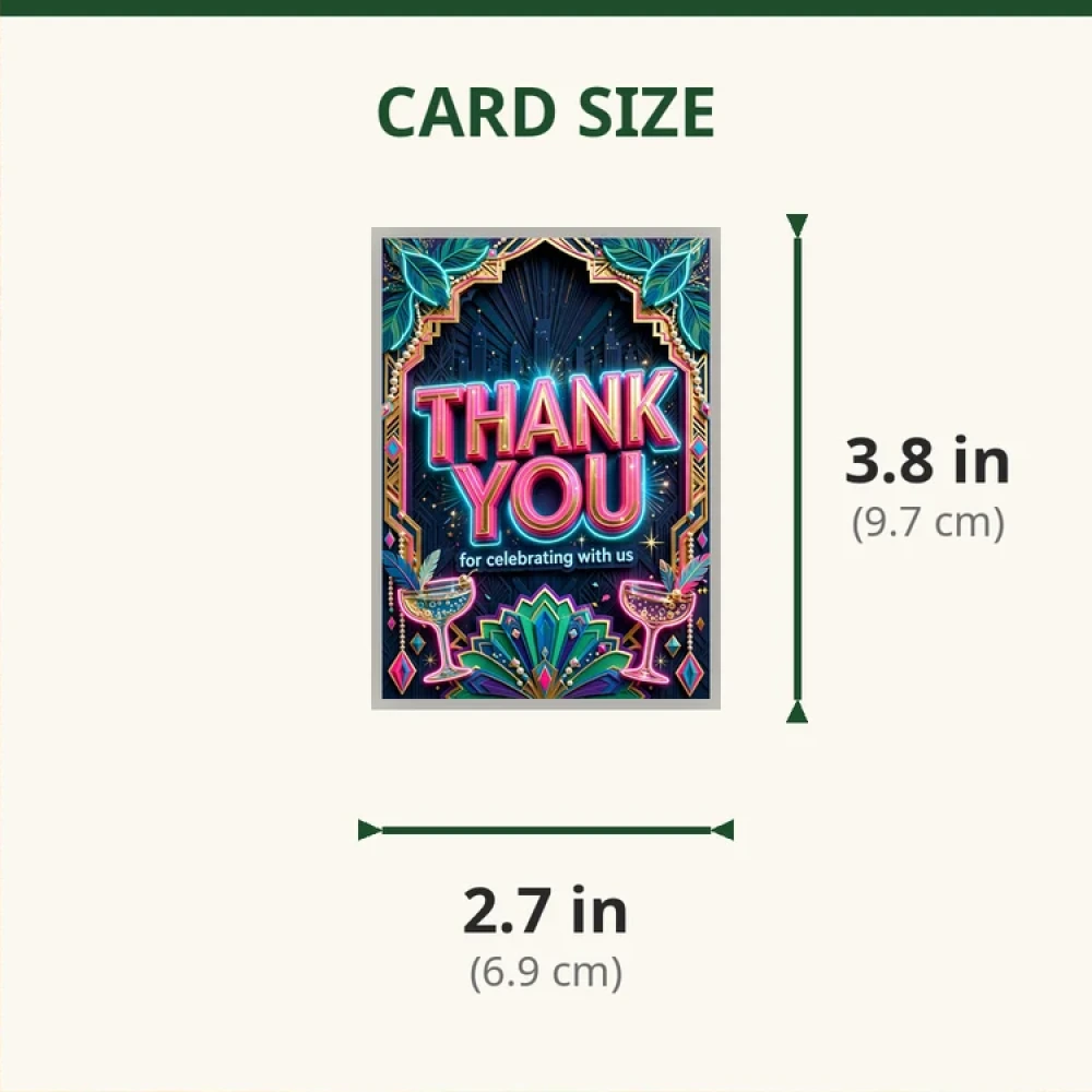 Roaring 20s Theme Thank You Cards Birthday Party Supplies (PACK OF 30) - 280 GSM Matte Fine-Art Cardstock (2.5 x 3.5 Inch) - Premium Party Decor Supply by Party Decor Mall - View 2