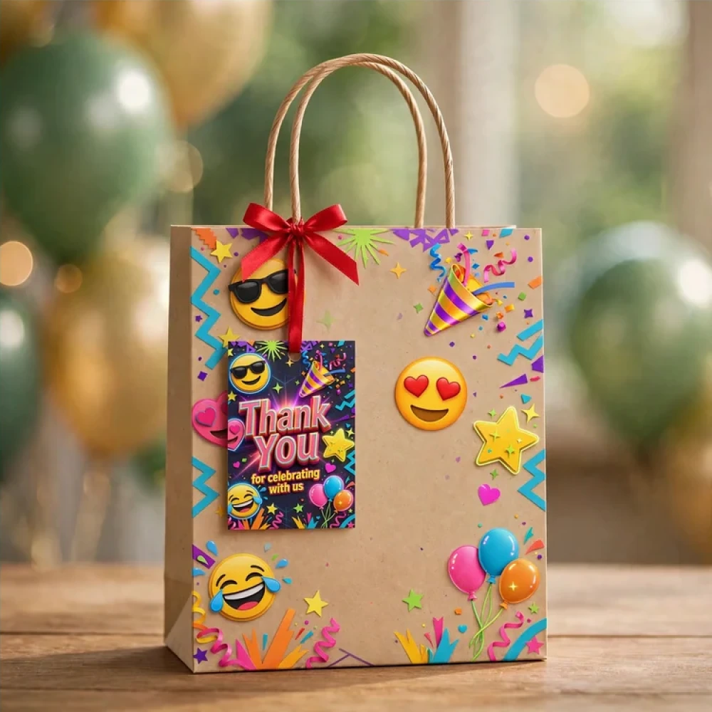 Emoji Theme Thank You Cards Birthday Party Supplies (PACK OF 30) - 280 GSM Matte Fine-Art Cardstock (2.5 x 3.5 Inch) - Premium Party Decor Supply by Party Decor Mall - View 4