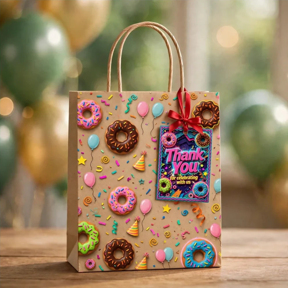 Donut Theme Thank You Cards Birthday Party Supplies (PACK OF 30) - 280 GSM Matte Fine-Art Cardstock (2.5 x 3.5 Inch) - Premium Party Decor Supply by Party Decor Mall - View 4