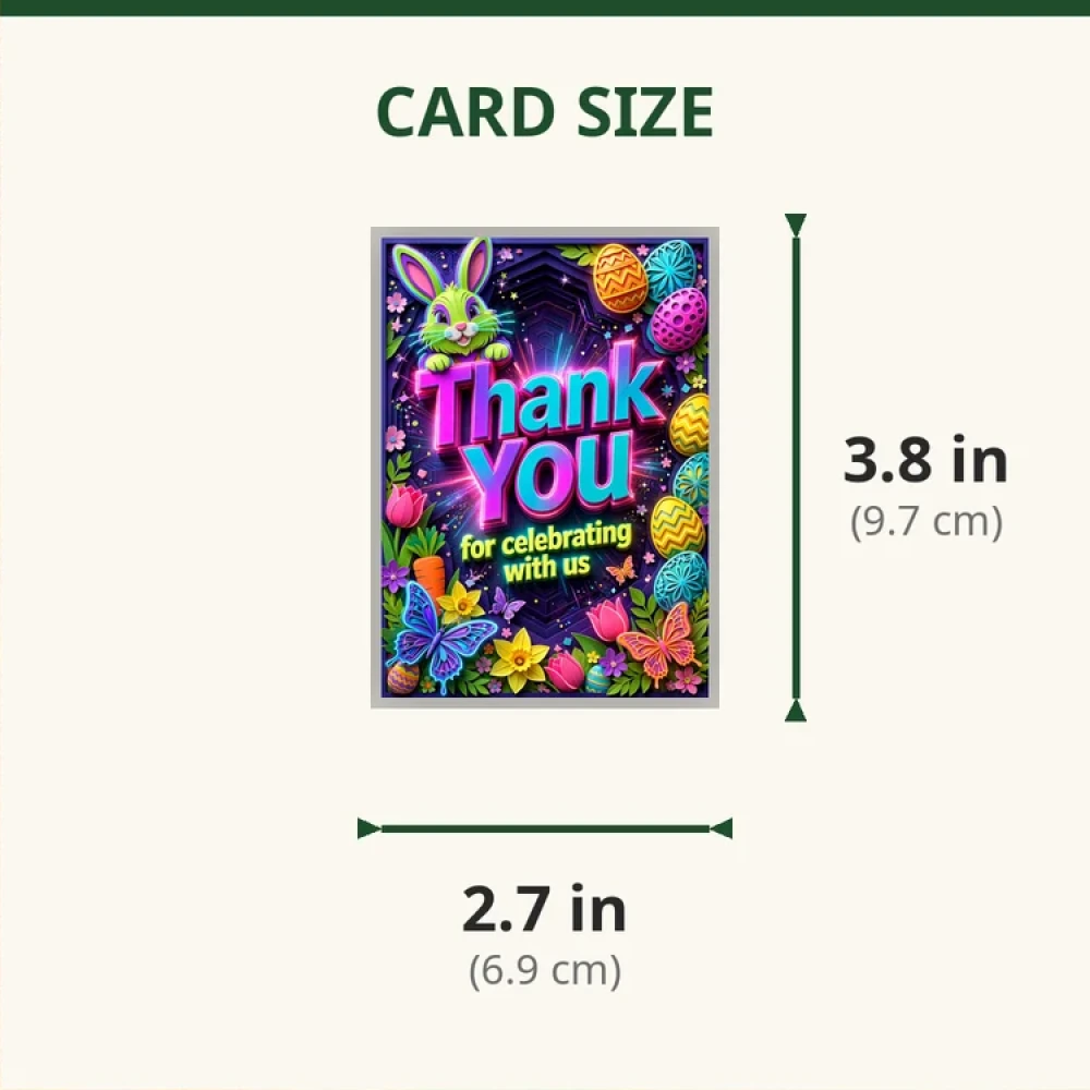Easter Theme Thank You Cards Birthday Party Supplies (PACK OF 30) - 280 GSM Matte Fine-Art Cardstock (2.5 x 3.5 Inch) - Premium Party Decor Supply by Party Decor Mall - View 2