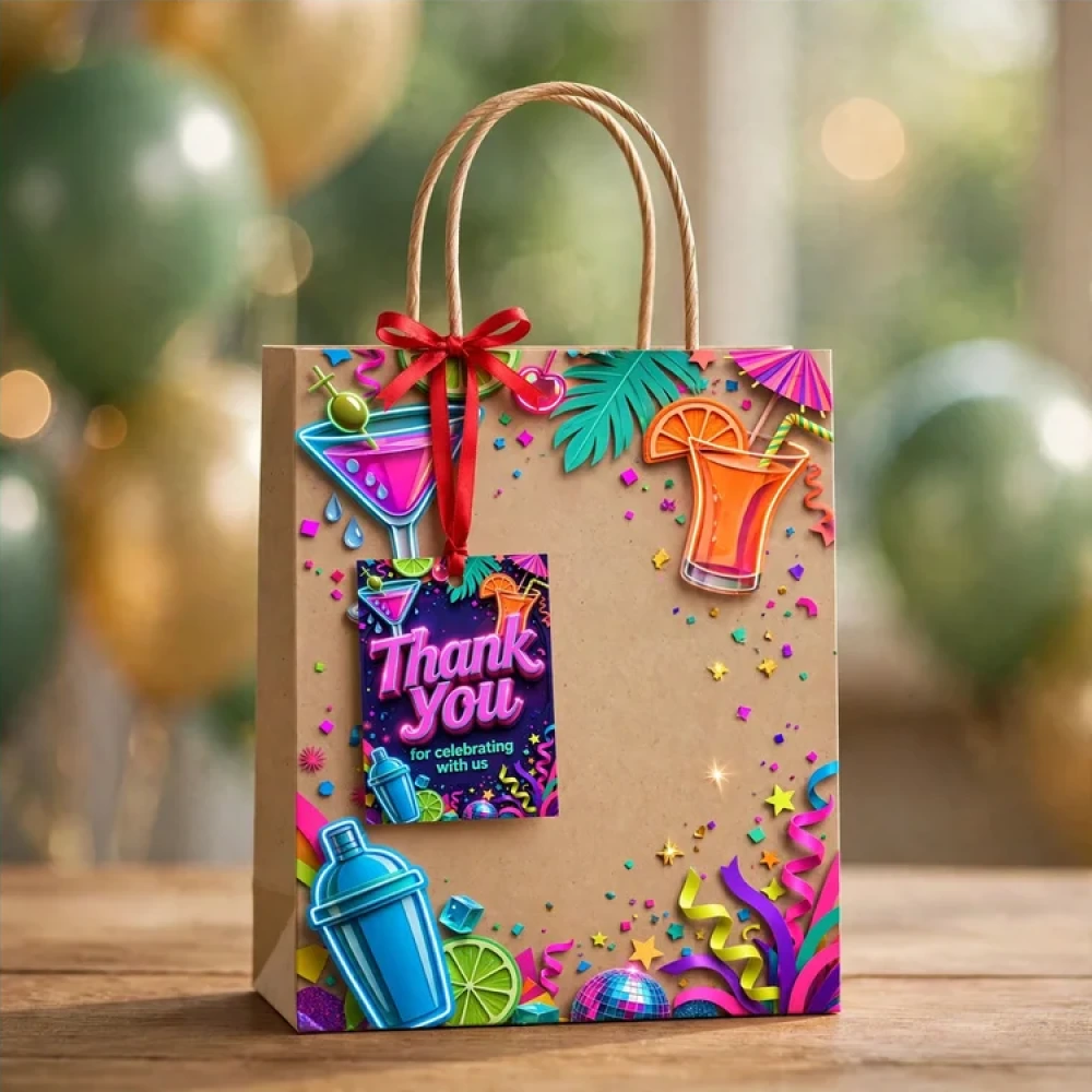 Cocktail Party Theme Thank You Cards Birthday Party Supplies (PACK OF 30) - 280 GSM Matte Fine-Art Cardstock (2.5 x 3.5 Inch) - Premium Party Decor Supply by Party Decor Mall - View 4