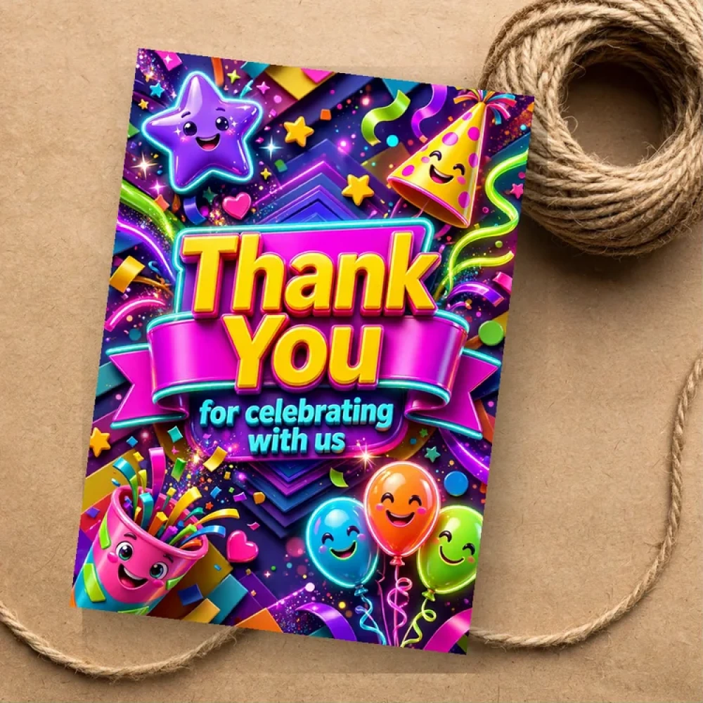 Confetti Theme Thank You Cards Birthday Party Supplies (PACK OF 30) - 280 GSM Matte Fine-Art Cardstock (2.5 x 3.5 Inch) - Premium Party Decor Supply by Party Decor Mall - View 1