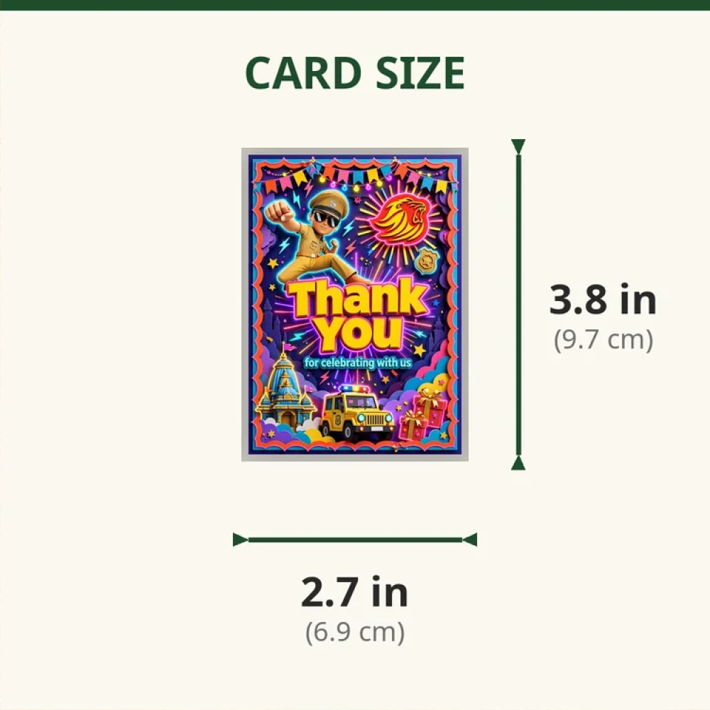 Little Singham Theme Thank You Cards Birthday Party Supplies (PACK OF 30) - 280 GSM Matte Fine-Art Cardstock (2.5 x 3.5 Inch) - Premium Party Decor Supply by Party Decor Mall - View 2