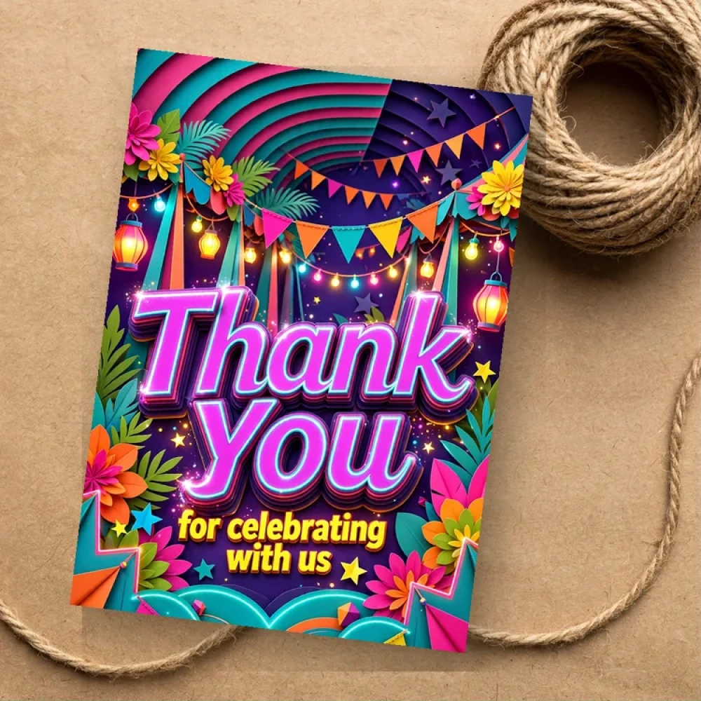 Canopy Tent Decor Theme Thank You Cards Birthday Party Supplies (PACK OF 30) - 280 GSM Matte Fine-Art Cardstock (2.5 x 3.5 Inch) - Premium Party Decor Supply by Party Decor Mall - View 1