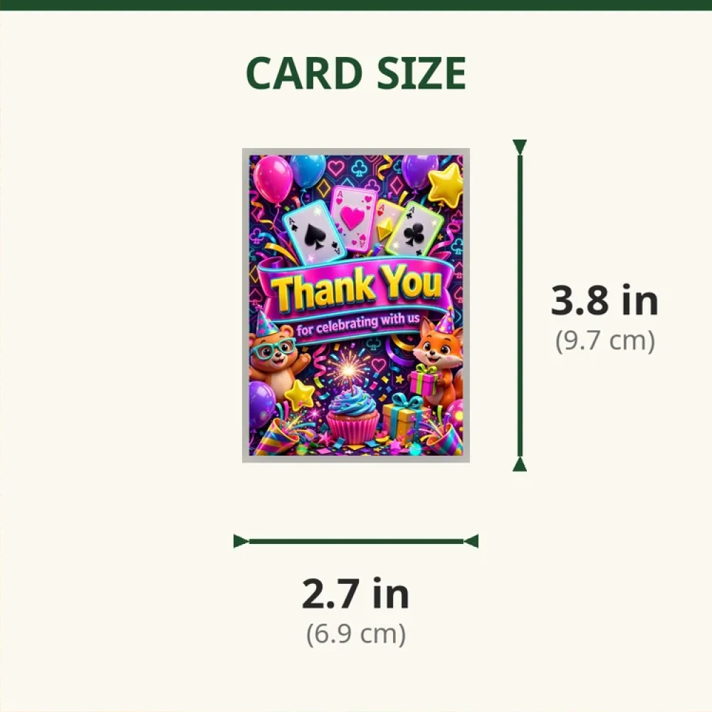 Card Party Theme Thank You Cards Birthday Party Supplies (PACK OF 30) - 280 GSM Matte Fine-Art Cardstock (2.5 x 3.5 Inch) - Premium Party Decor Supply by Party Decor Mall - View 2