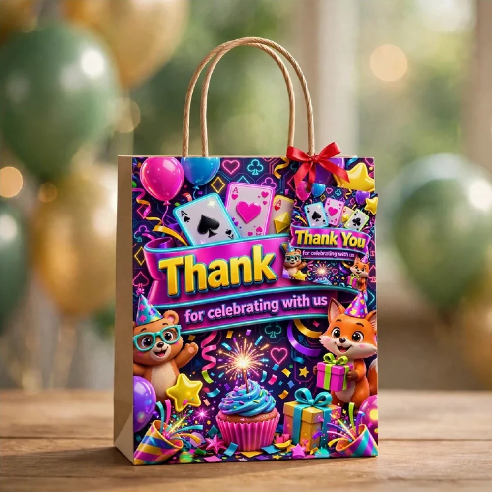 Card Party Theme Thank You Cards Birthday Party Supplies (PACK OF 30) - 280 GSM Matte Fine-Art Cardstock (2.5 x 3.5 Inch) - Premium Party Decor Supply by Party Decor Mall - View 4