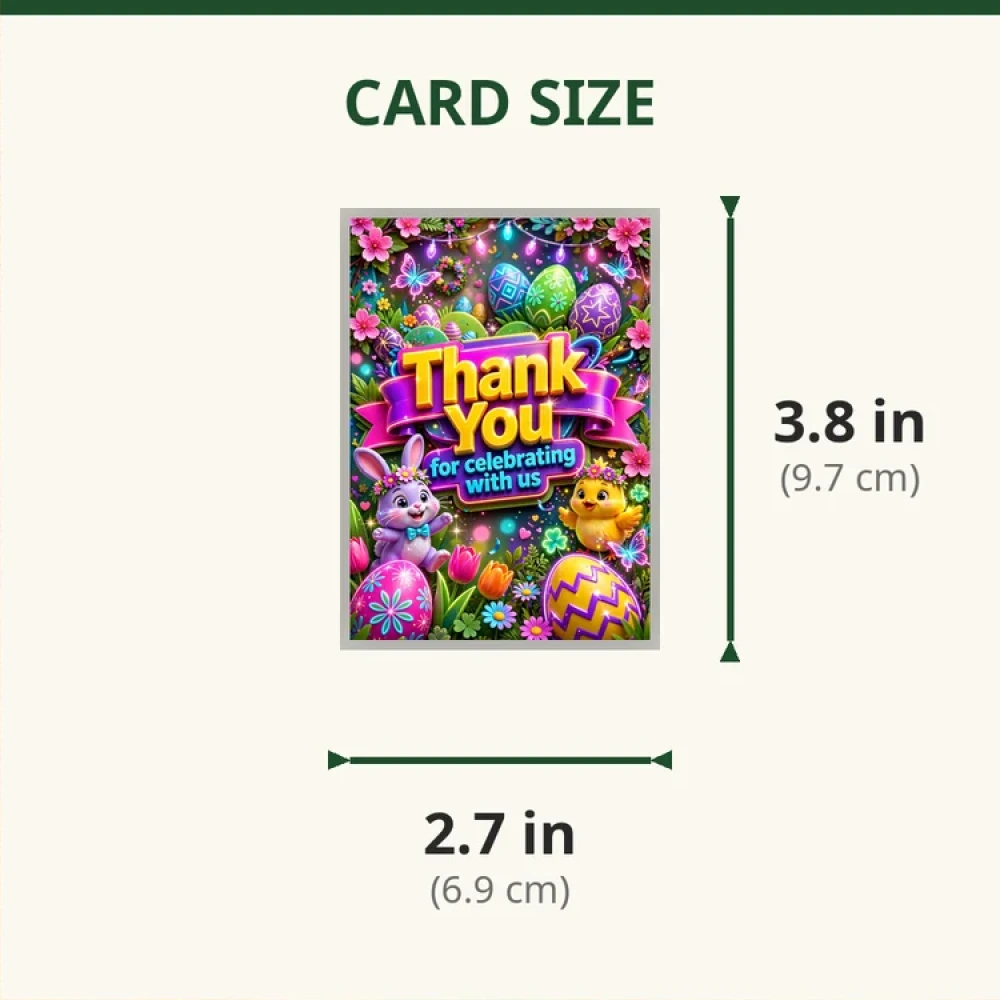 Easter Theme Thank You Cards Birthday Party Supplies (PACK OF 30) - 280 GSM Matte Fine-Art Cardstock (2.5 x 3.5 Inch) - Premium Party Decor Supply by Party Decor Mall - View 2