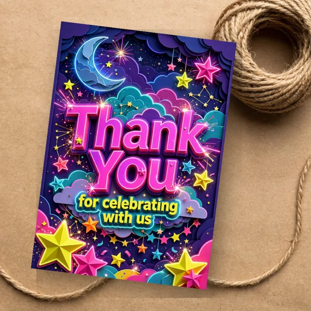 Twinkle Twinkle Little Star Theme Thank You Cards Birthday Party Supplies (PACK OF 30) - 280 GSM Matte Fine-Art Cardstock (2.5 x 3.5 Inch) - Premium Party Decor Supply by Party Decor Mall - View 1