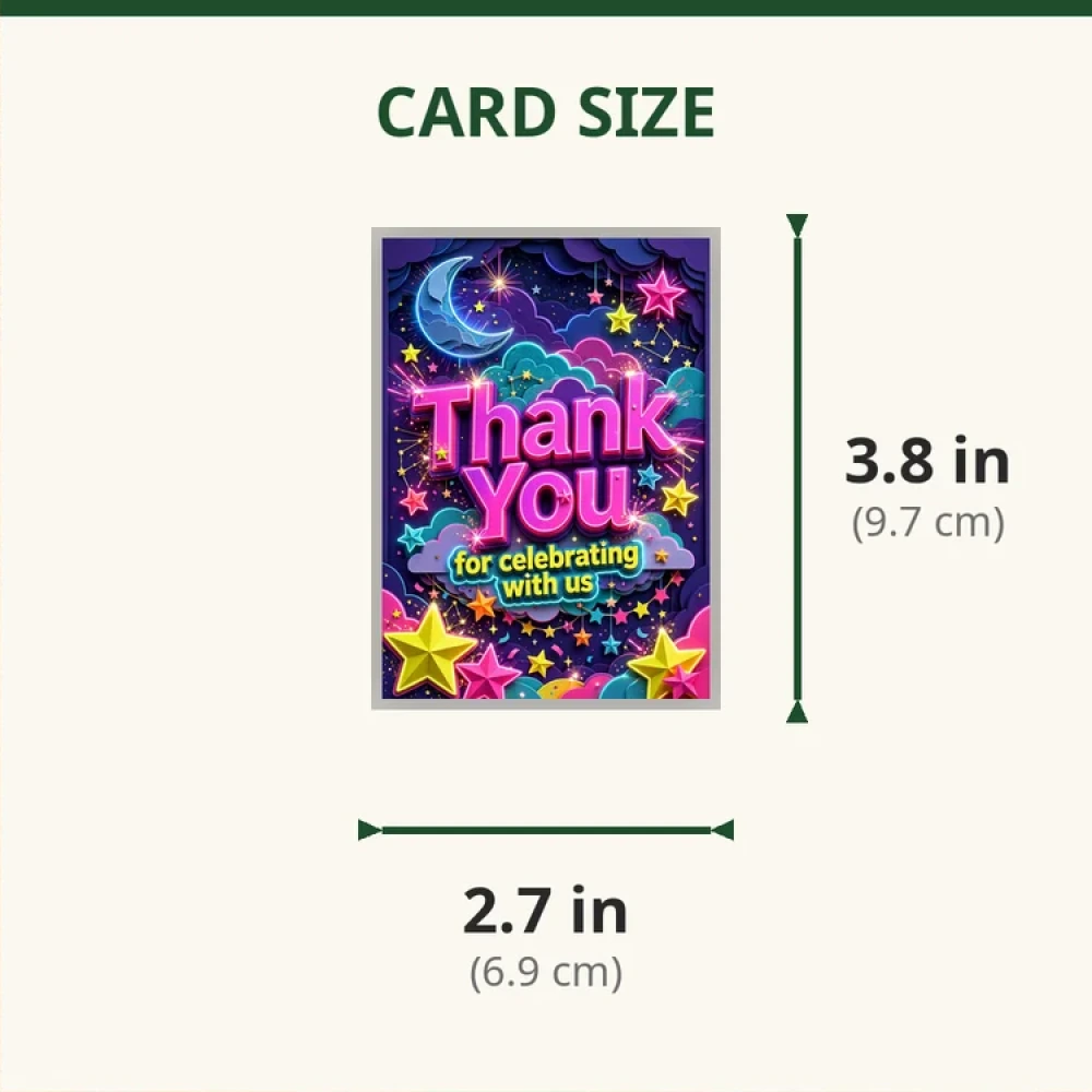 Twinkle Twinkle Little Star Theme Thank You Cards Birthday Party Supplies (PACK OF 30) - 280 GSM Matte Fine-Art Cardstock (2.5 x 3.5 Inch) - Premium Party Decor Supply by Party Decor Mall - View 2