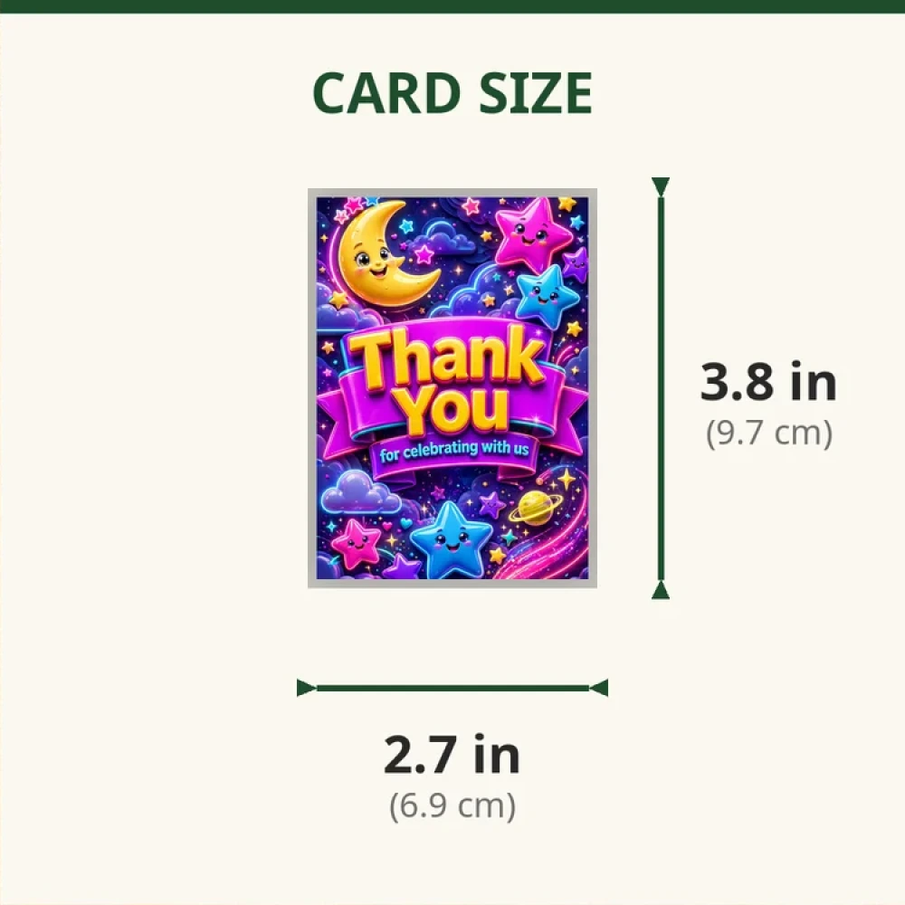 Moon & Stars Theme Thank You Cards Birthday Party Supplies (PACK OF 30) - 280 GSM Matte Fine-Art Cardstock (2.5 x 3.5 Inch) - Premium Party Decor Supply by Party Decor Mall - View 2