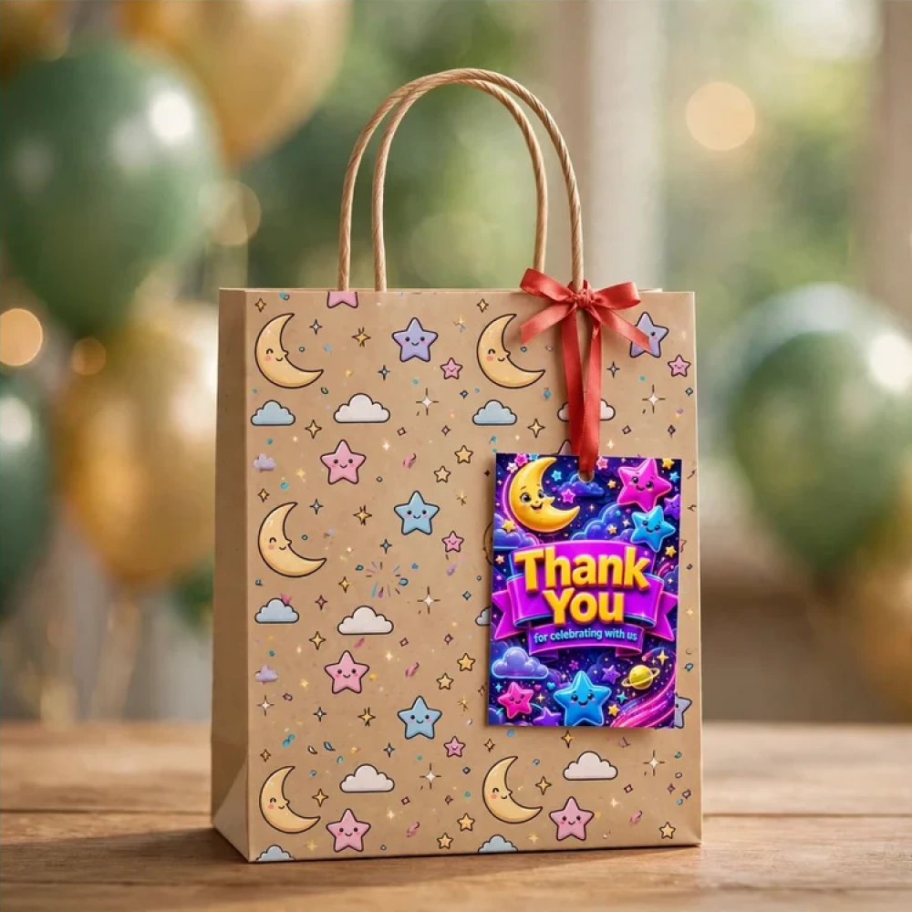 Moon & Stars Theme Thank You Cards Birthday Party Supplies (PACK OF 30) - 280 GSM Matte Fine-Art Cardstock (2.5 x 3.5 Inch) - Premium Party Decor Supply by Party Decor Mall - View 4
