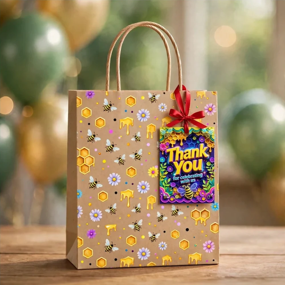 Bee Theme Thank You Cards Birthday Party Supplies (PACK OF 30) - 280 GSM Matte Fine-Art Cardstock (2.5 x 3.5 Inch) - Premium Party Decor Supply by Party Decor Mall - View 4