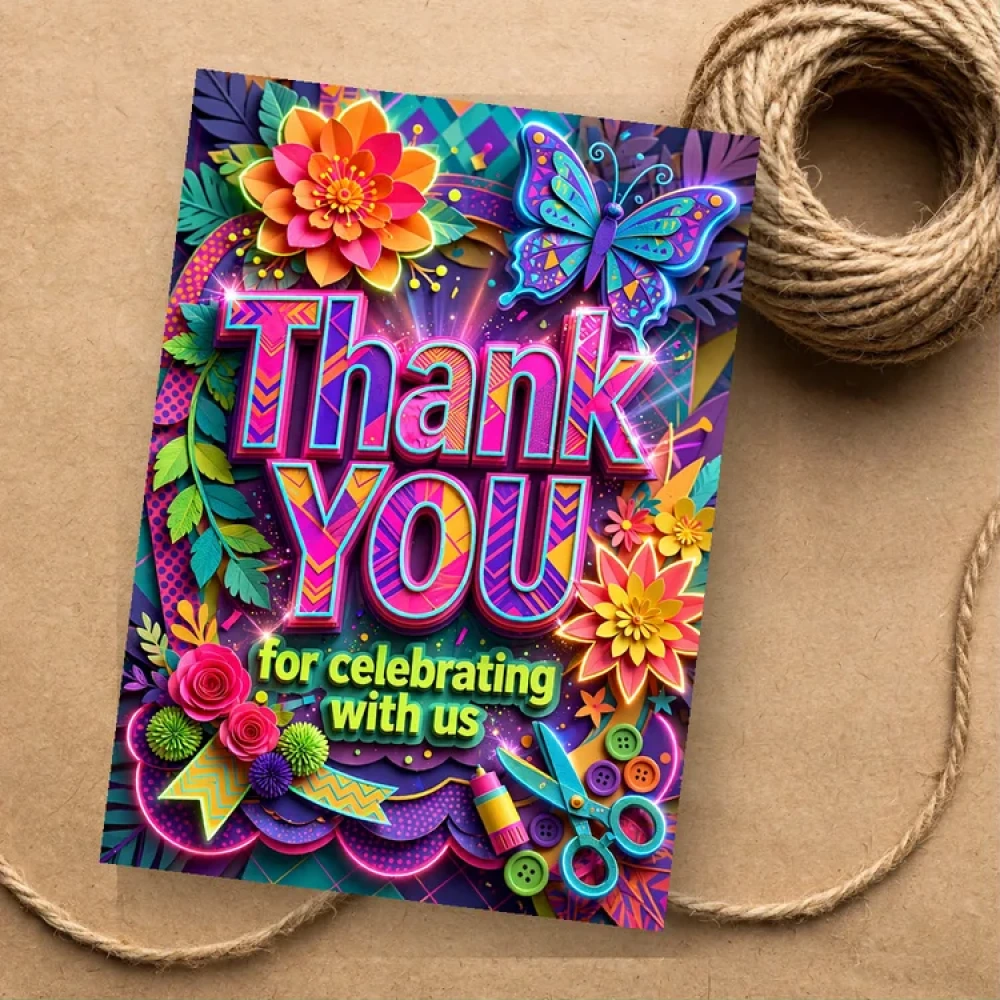 Art & Craft Theme Thank You Cards Birthday Party Supplies (PACK OF 30) - 280 GSM Matte Fine-Art Cardstock (2.5 x 3.5 Inch) - Premium Party Decor Supply by Party Decor Mall - View 1