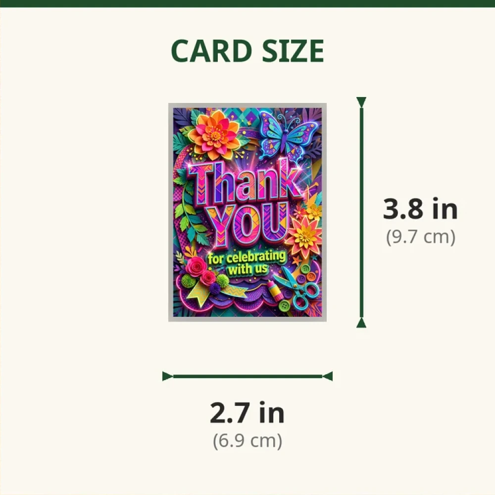Art & Craft Theme Thank You Cards Birthday Party Supplies (PACK OF 30) - 280 GSM Matte Fine-Art Cardstock (2.5 x 3.5 Inch) - Premium Party Decor Supply by Party Decor Mall - View 2