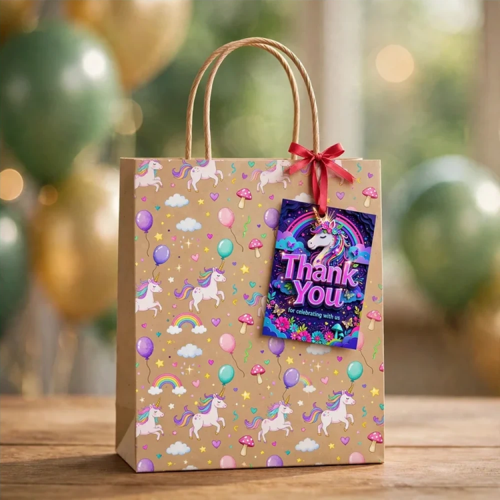 Unicorn Theme Thank You Cards Birthday Party Supplies (PACK OF 30) - 280 GSM Matte Fine-Art Cardstock (2.5 x 3.5 Inch) - Premium Party Decor Supply by Party Decor Mall - View 4