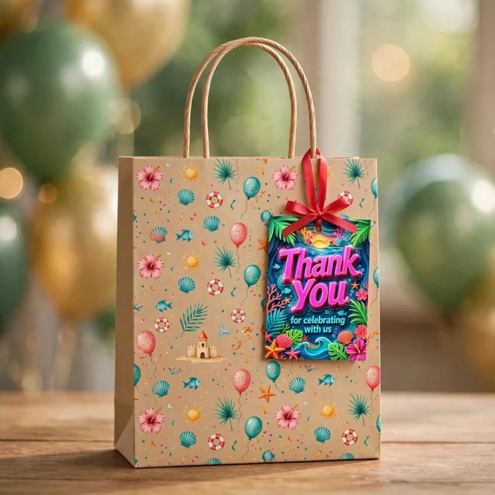 Beach Theme Thank You Cards Birthday Party Supplies (PACK OF 30) - 280 GSM Matte Fine-Art Cardstock (2.5 x 3.5 Inch) - Premium Party Decor Supply by Party Decor Mall - View 4