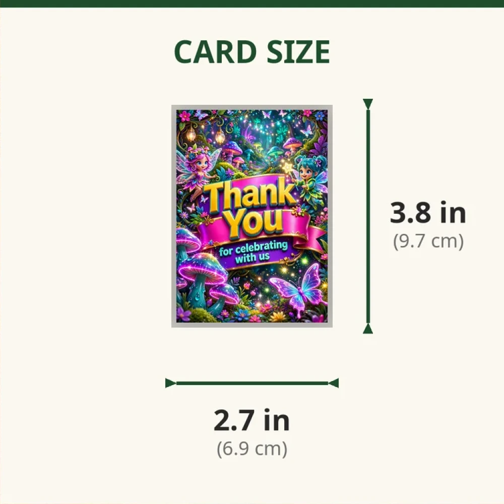 Fairy Theme Thank You Cards Birthday Party Supplies (PACK OF 30) - 280 GSM Matte Fine-Art Cardstock (2.5 x 3.5 Inch) - Premium Party Decor Supply by Party Decor Mall - View 2