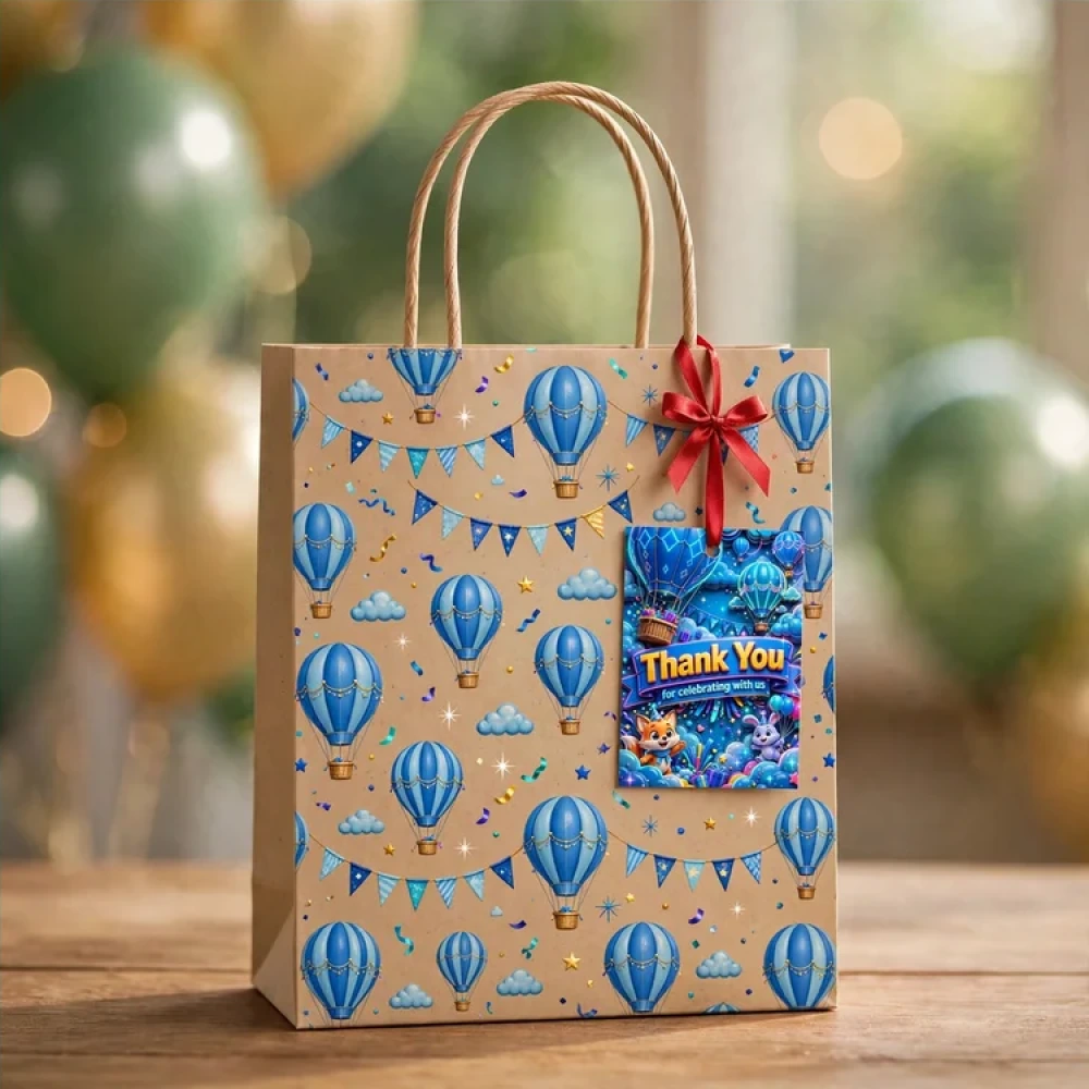 Blue Hot Air Balloon Theme Thank You Cards Birthday Party Supplies (PACK OF 30) - 280 GSM Matte Fine-Art Cardstock (2.5 x 3.5 Inch) - Premium Party Decor Supply by Party Decor Mall - View 4