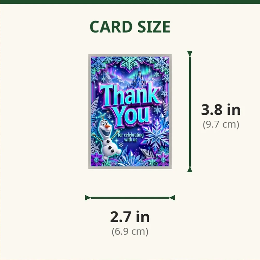 Frozen Theme Thank You Cards Birthday Party Supplies (PACK OF 30) - 280 GSM Matte Fine-Art Cardstock (2.5 x 3.5 Inch) - Premium Party Decor Supply by Party Decor Mall - View 2