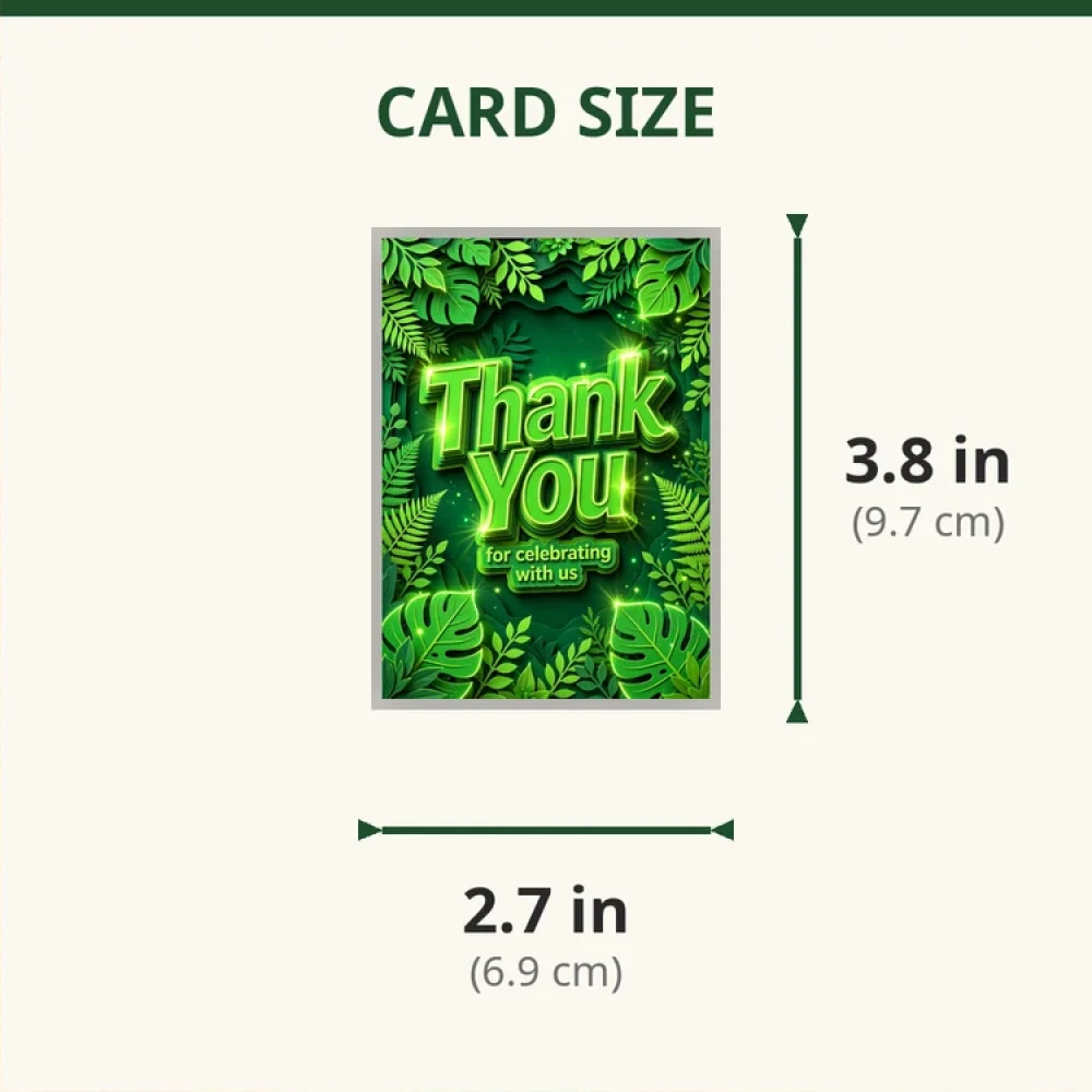 Greenery Theme Thank You Cards Birthday Party Supplies (PACK OF 30) - 280 GSM Matte Fine-Art Cardstock (2.5 x 3.5 Inch) - Premium Party Decor Supply by Party Decor Mall - View 2