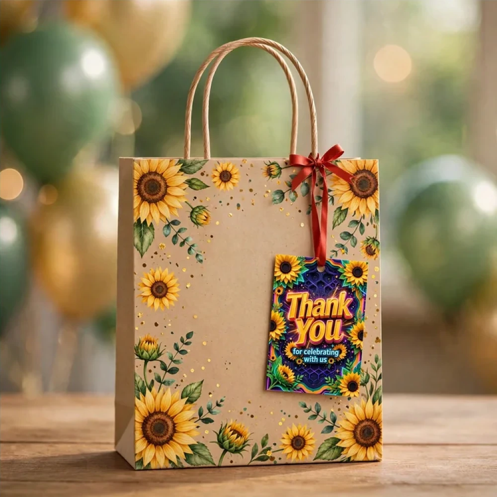 Sunflower Theme Thank You Cards Birthday Party Supplies (PACK OF 30) - 280 GSM Matte Fine-Art Cardstock (2.5 x 3.5 Inch) - Premium Party Decor Supply by Party Decor Mall - View 4