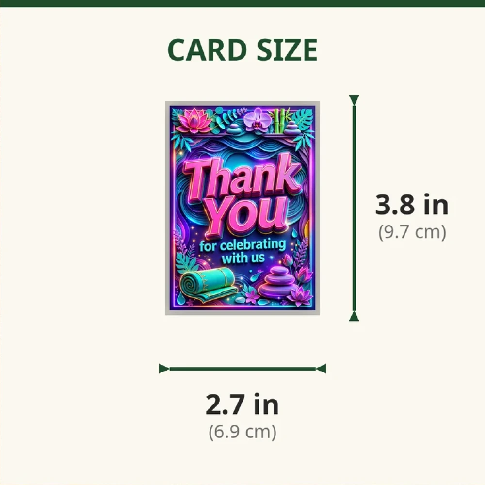 Spa Theme Thank You Cards Birthday Party Supplies (PACK OF 30) - 280 GSM Matte Fine-Art Cardstock (2.5 x 3.5 Inch) - Premium Party Decor Supply by Party Decor Mall - View 2