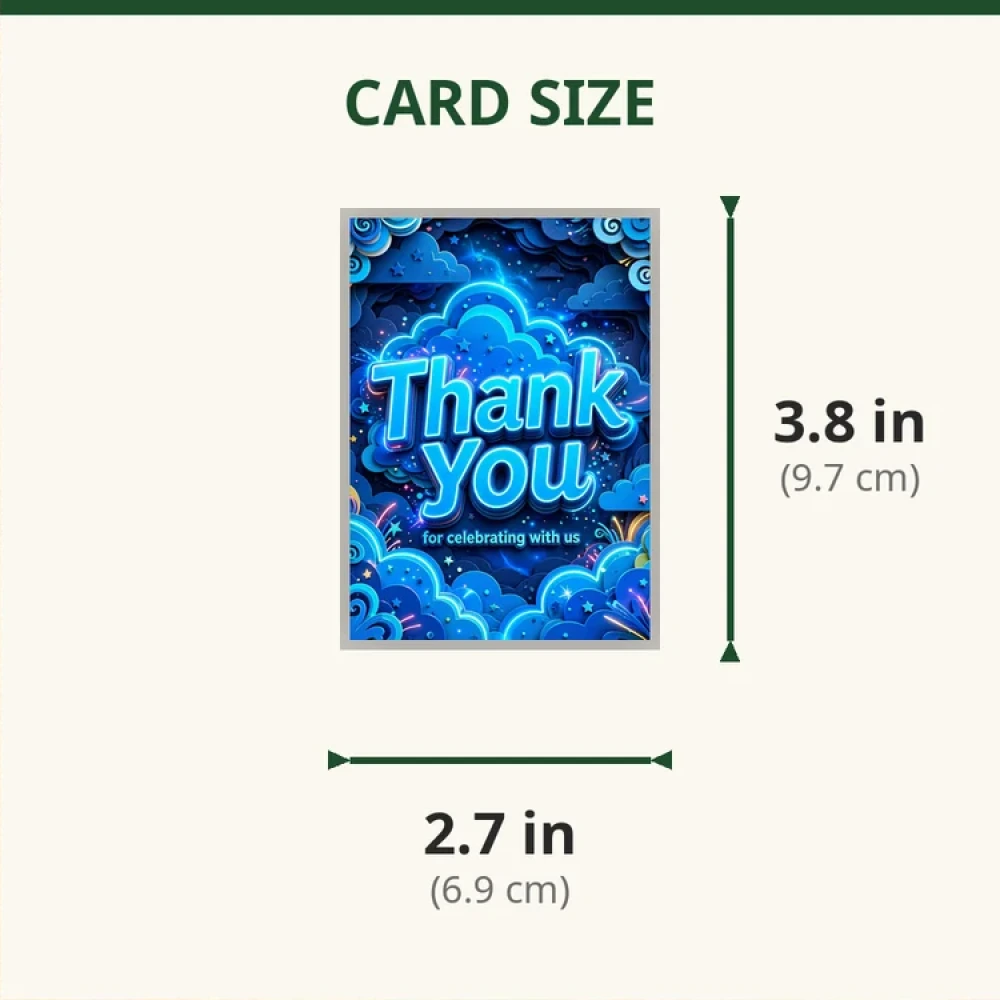 Blue Clouds Theme Thank You Cards Birthday Party Supplies (PACK OF 30) - 280 GSM Matte Fine-Art Cardstock (2.5 x 3.5 Inch) - Premium Party Decor Supply by Party Decor Mall - View 2