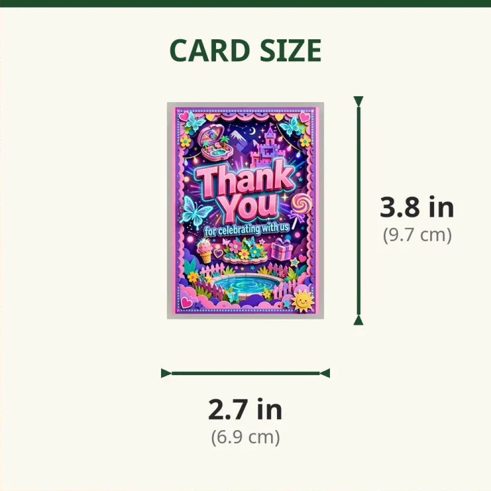 Polly Pocket Theme Thank You Cards Birthday Party Supplies (PACK OF 30) - 280 GSM Matte Fine-Art Cardstock (2.5 x 3.5 Inch) - Premium Party Decor Supply by Party Decor Mall - View 2