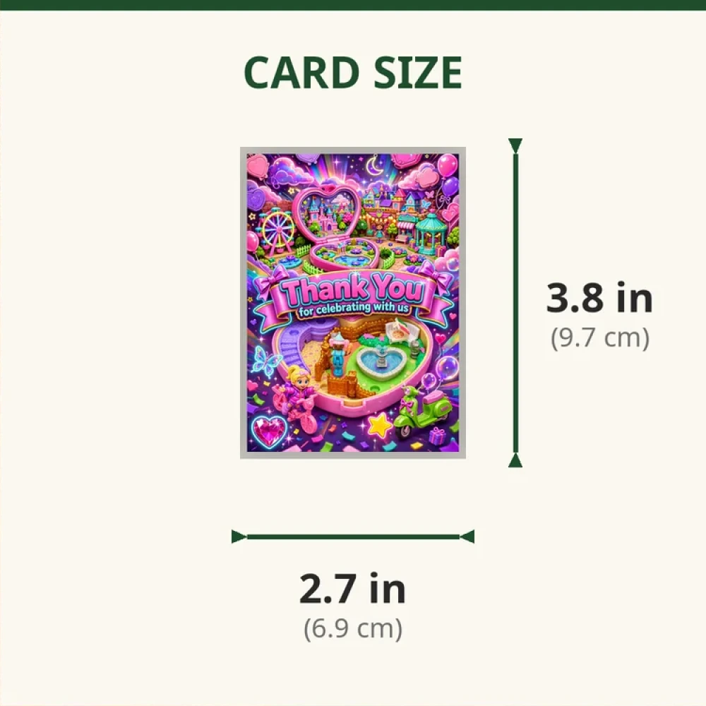 Polly Pocket Theme Thank You Cards Birthday Party Supplies (PACK OF 30) - 280 GSM Matte Fine-Art Cardstock (2.5 x 3.5 Inch) - Premium Party Decor Supply by Party Decor Mall - View 2