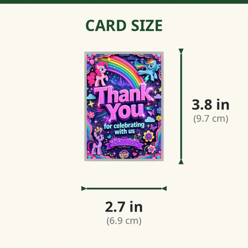 My Little Pony Theme Thank You Cards Birthday Party Supplies (PACK OF 30) - 280 GSM Matte Fine-Art Cardstock (2.5 x 3.5 Inch) - Premium Party Decor Supply by Party Decor Mall - View 2