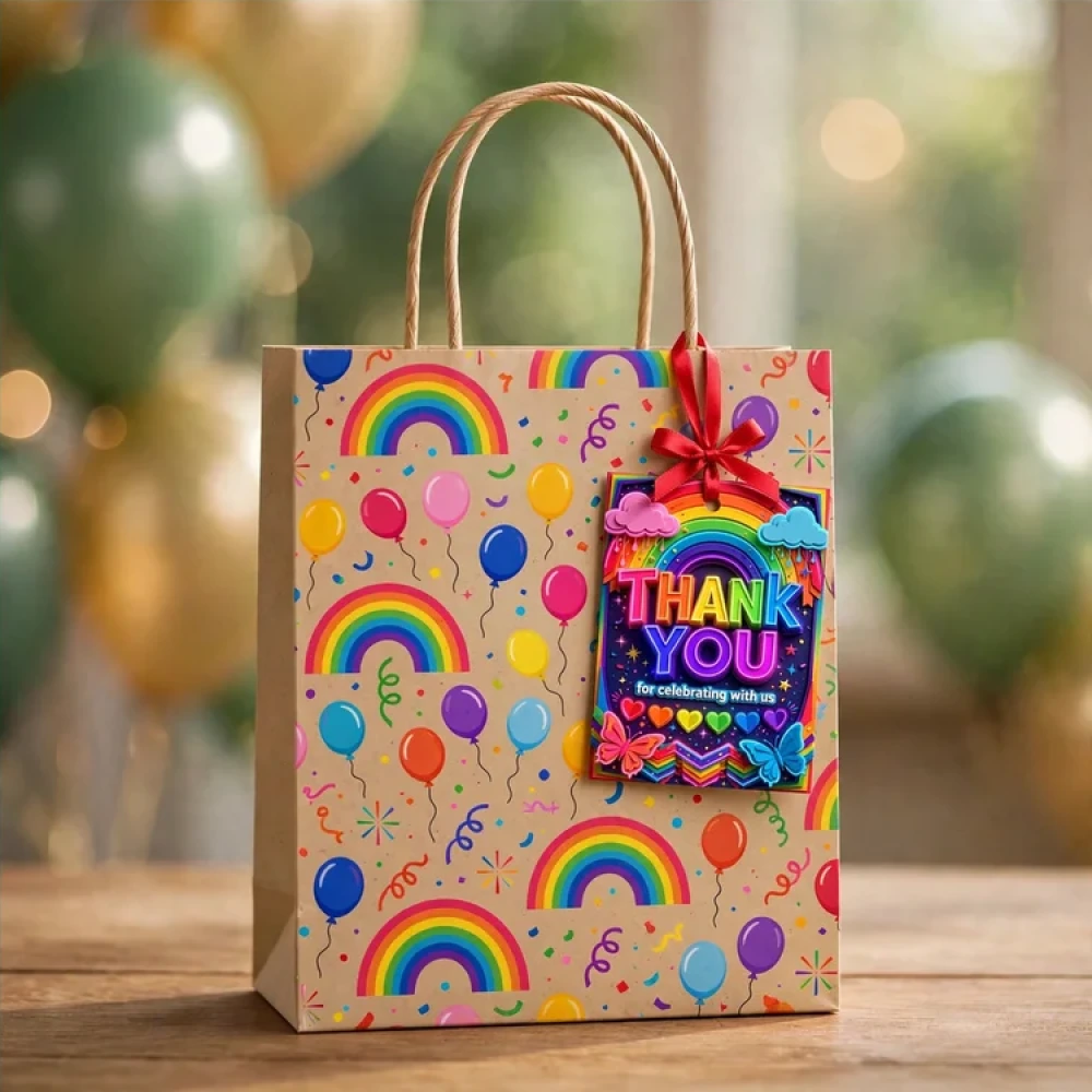 Rainbow Theme Thank You Cards Birthday Party Supplies (PACK OF 30) - 280 GSM Matte Fine-Art Cardstock (2.5 x 3.5 Inch) - Premium Party Decor Supply by Party Decor Mall - View 4