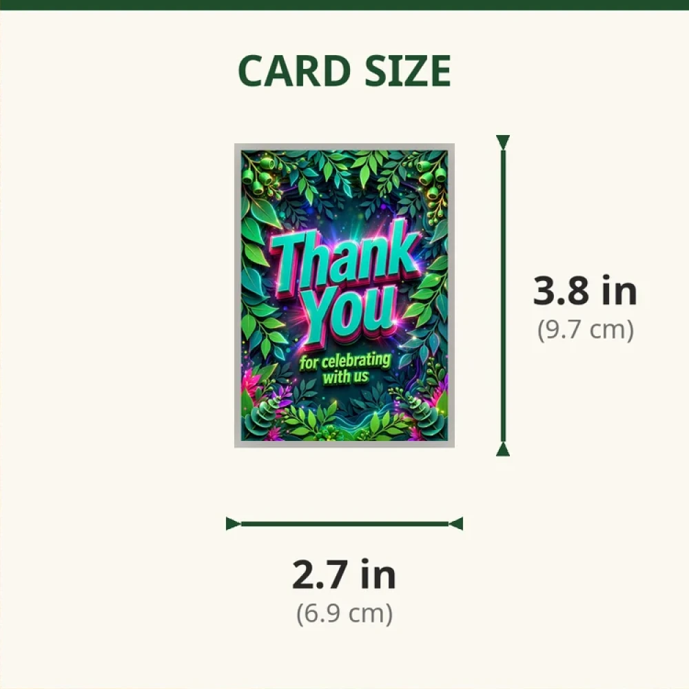 Eucalyptus Theme Thank You Cards Birthday Party Supplies (PACK OF 30) - 280 GSM Matte Fine-Art Cardstock (2.5 x 3.5 Inch) - Premium Party Decor Supply by Party Decor Mall - View 2
