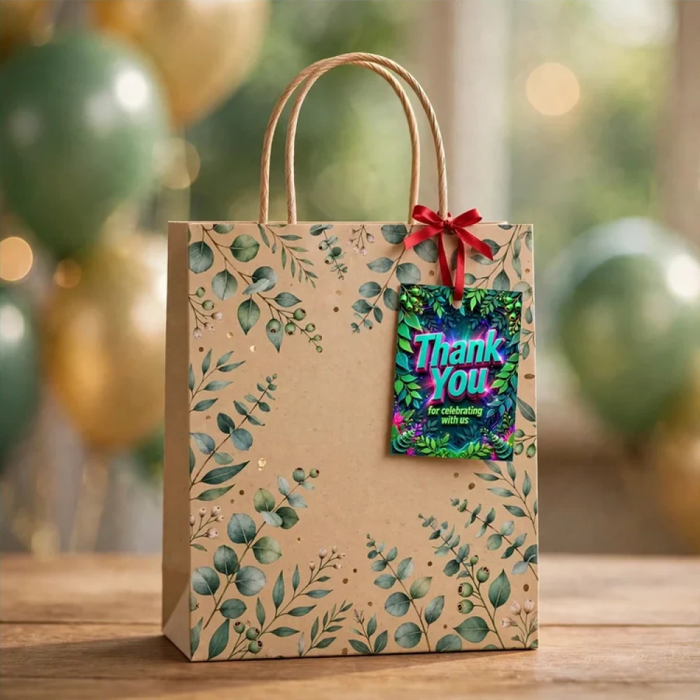 Eucalyptus Theme Thank You Cards Birthday Party Supplies (PACK OF 30) - 280 GSM Matte Fine-Art Cardstock (2.5 x 3.5 Inch) - Premium Party Decor Supply by Party Decor Mall - View 4