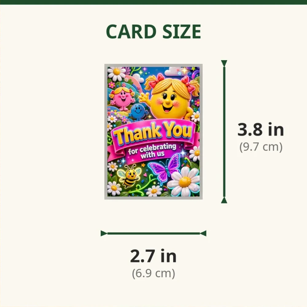 Little Miss Daisy Theme Thank You Cards Birthday Party Supplies (PACK OF 30) - 280 GSM Matte Fine-Art Cardstock (2.5 x 3.5 Inch) - Premium Party Decor Supply by Party Decor Mall - View 2
