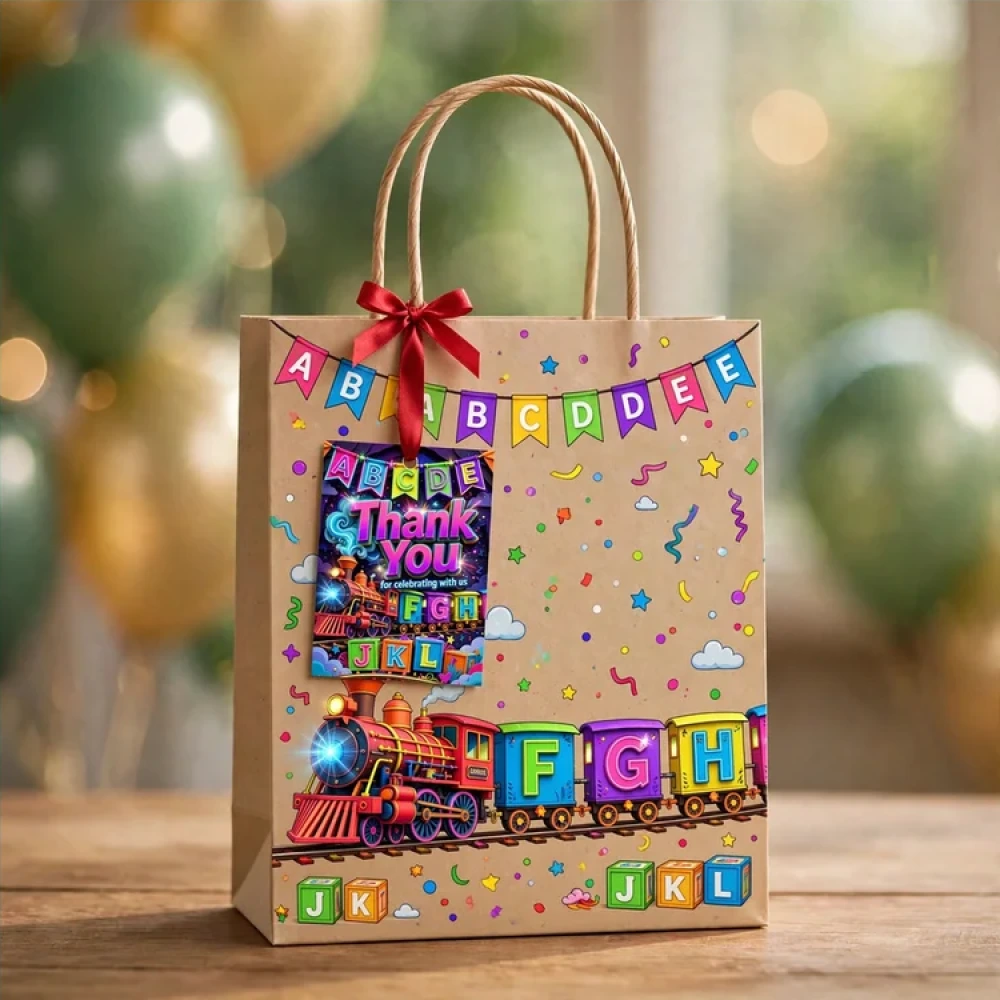 Alphabets & Train Theme Thank You Cards Birthday Party Supplies (PACK OF 30) - 280 GSM Matte Fine-Art Cardstock (2.5 x 3.5 Inch) - Premium Party Decor Supply by Party Decor Mall - View 4