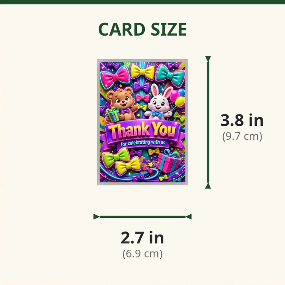 Bow Tie Theme Thank You Cards Birthday Party Supplies (PACK OF 30) - 280 GSM Matte Fine-Art Cardstock (2.5 x 3.5 Inch) - Premium Party Decor Supply by Party Decor Mall - View 2