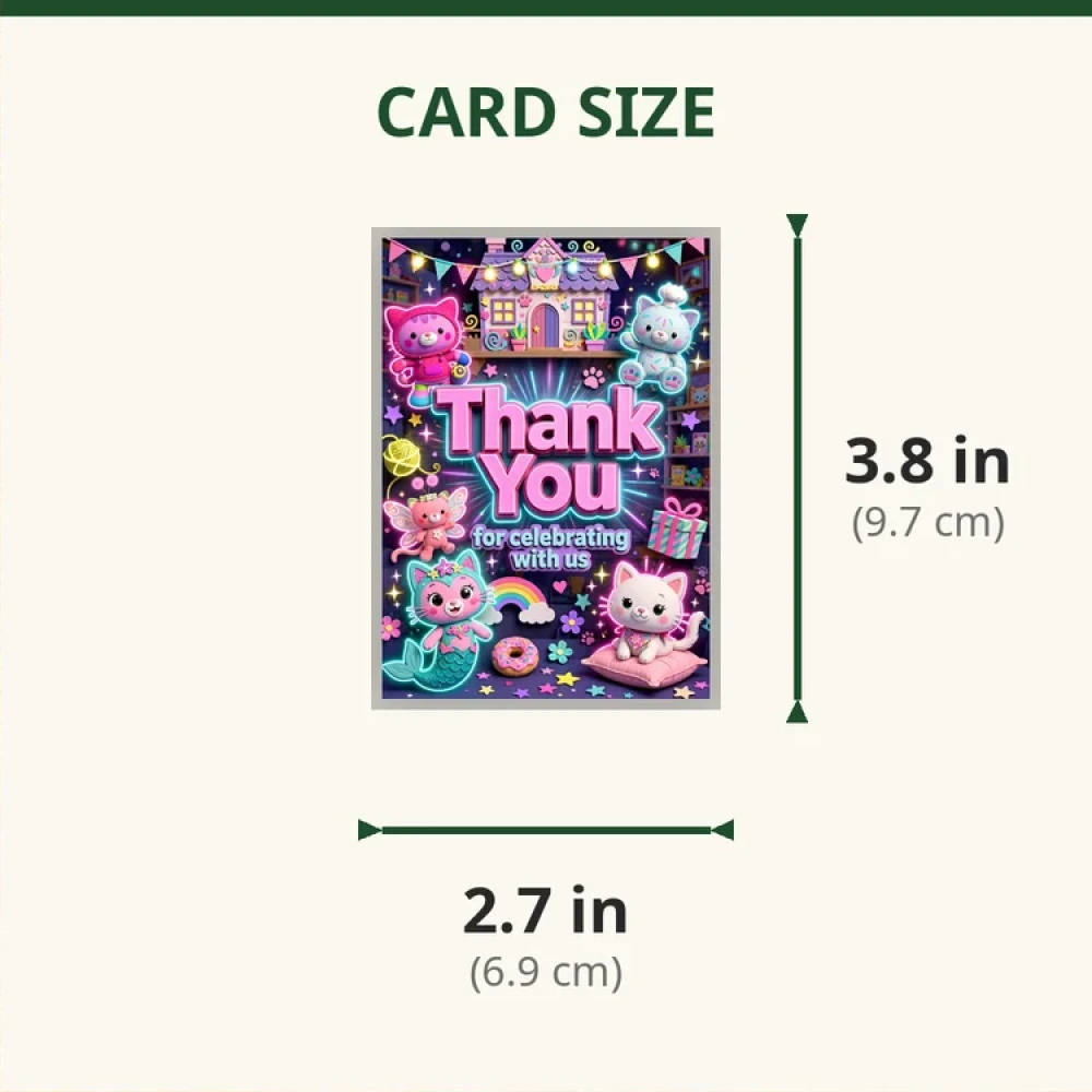 Gabby's Dollhouse Theme Thank You Cards Birthday Party Supplies (PACK OF 30) - 280 GSM Matte Fine-Art Cardstock (2.5 x 3.5 Inch) - Premium Party Decor Supply by Party Decor Mall - View 2