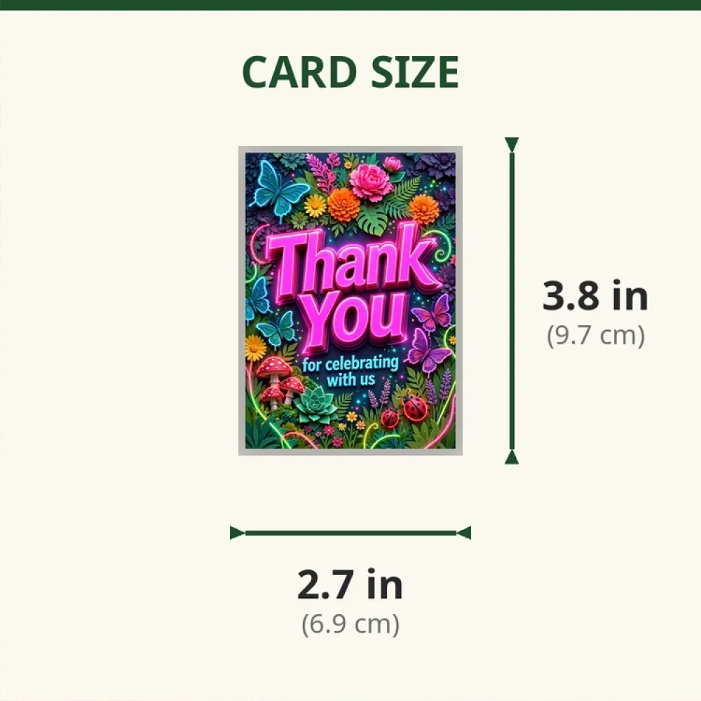 Garden Theme Thank You Cards Birthday Party Supplies (PACK OF 30) - 280 GSM Matte Fine-Art Cardstock (2.5 x 3.5 Inch) - Premium Party Decor Supply by Party Decor Mall - View 2