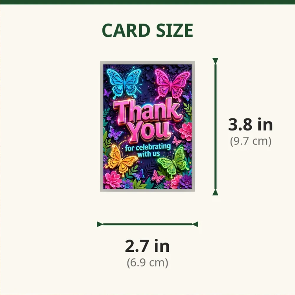 Butterfly Theme Thank You Cards Birthday Party Supplies (PACK OF 30) - 280 GSM Matte Fine-Art Cardstock (2.5 x 3.5 Inch) - Premium Party Decor Supply by Party Decor Mall - View 2