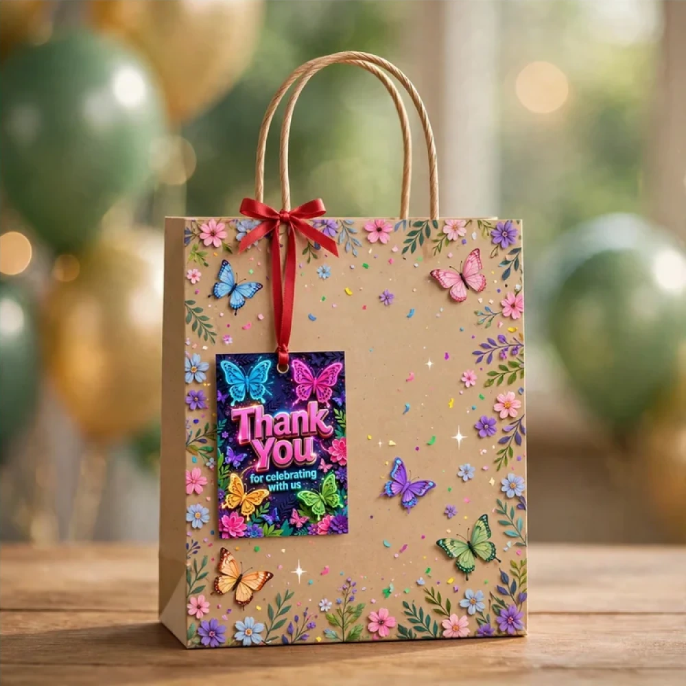 Butterfly Theme Thank You Cards Birthday Party Supplies (PACK OF 30) - 280 GSM Matte Fine-Art Cardstock (2.5 x 3.5 Inch) - Premium Party Decor Supply by Party Decor Mall - View 4