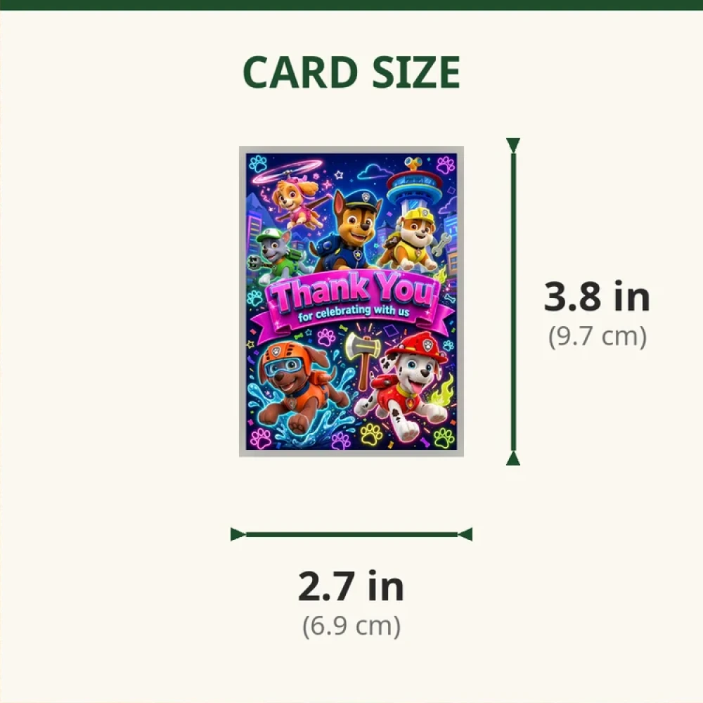Paw Patrol Theme Thank You Cards Birthday Party Supplies (PACK OF 30) - 280 GSM Matte Fine-Art Cardstock (2.5 x 3.5 Inch) - Premium Party Decor Supply by Party Decor Mall - View 2