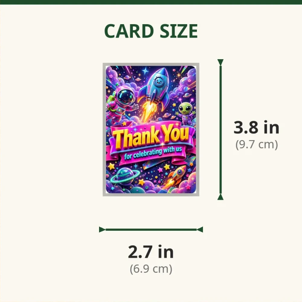 Rocket Theme Thank You Cards Birthday Party Supplies (PACK OF 30) - 280 GSM Matte Fine-Art Cardstock (2.5 x 3.5 Inch) - Premium Party Decor Supply by Party Decor Mall - View 2