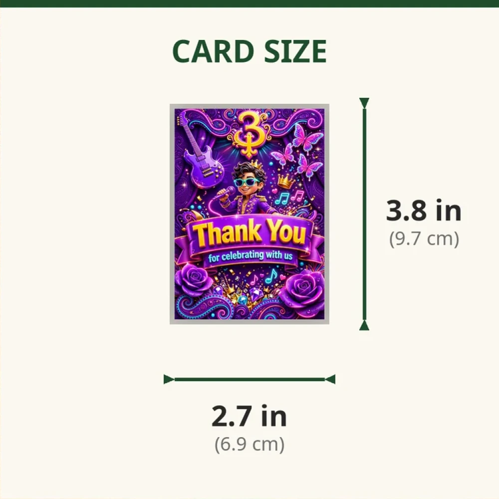 Prince Theme Thank You Cards Birthday Party Supplies (PACK OF 30) - 280 GSM Matte Fine-Art Cardstock (2.5 x 3.5 Inch) - Premium Party Decor Supply by Party Decor Mall - View 2