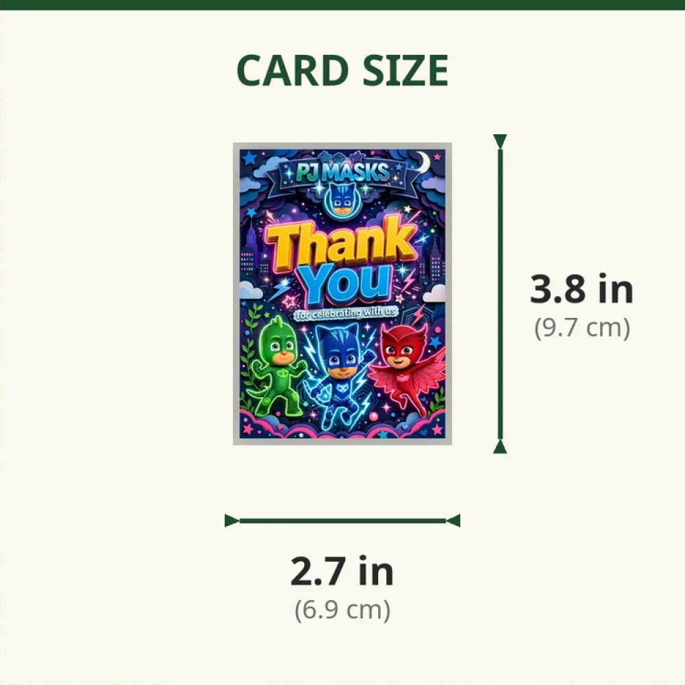 PJ Masks Theme Thank You Cards Birthday Party Supplies (PACK OF 30) - 280 GSM Matte Fine-Art Cardstock (2.5 x 3.5 Inch) - Premium Party Decor Supply by Party Decor Mall - View 2