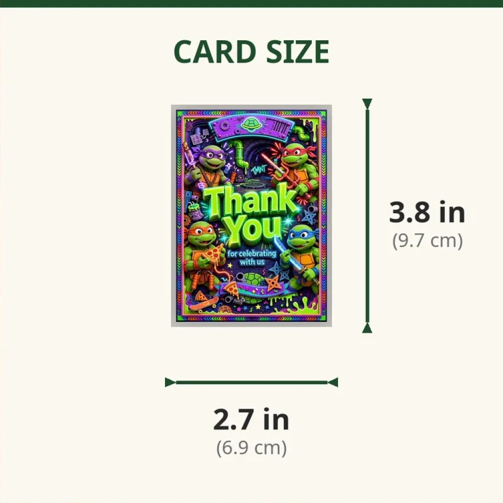 Ninja Turtles Theme Thank You Cards Birthday Party Supplies (PACK OF 30) - 280 GSM Matte Fine-Art Cardstock (2.5 x 3.5 Inch) - Premium Party Decor Supply by Party Decor Mall - View 2